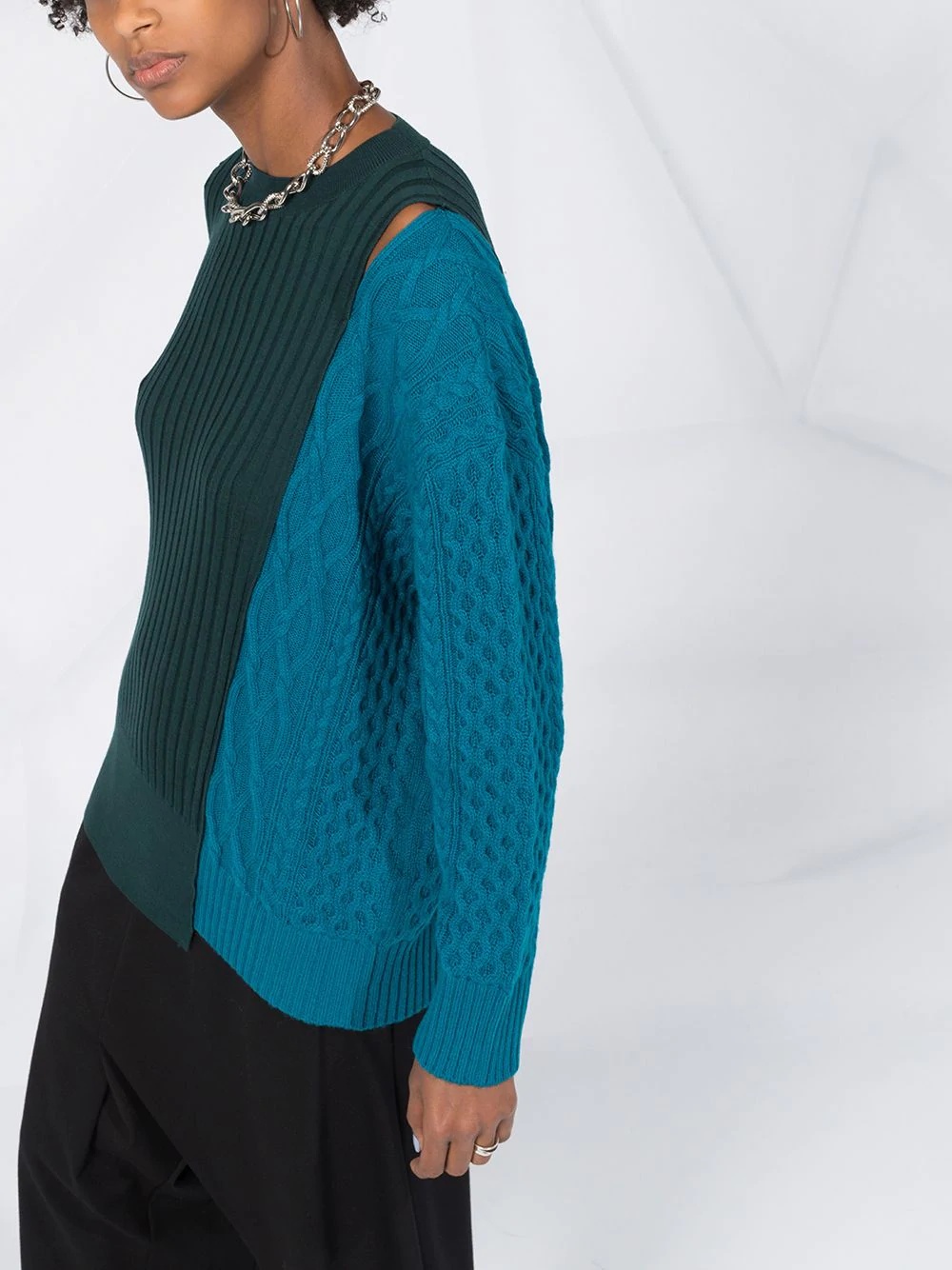 panelled wool jumper - 3