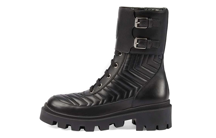 (WMNS) Gucci Frances Interlocking G Combat Boots 'Black' 628855-DH7A0-1000 - 2