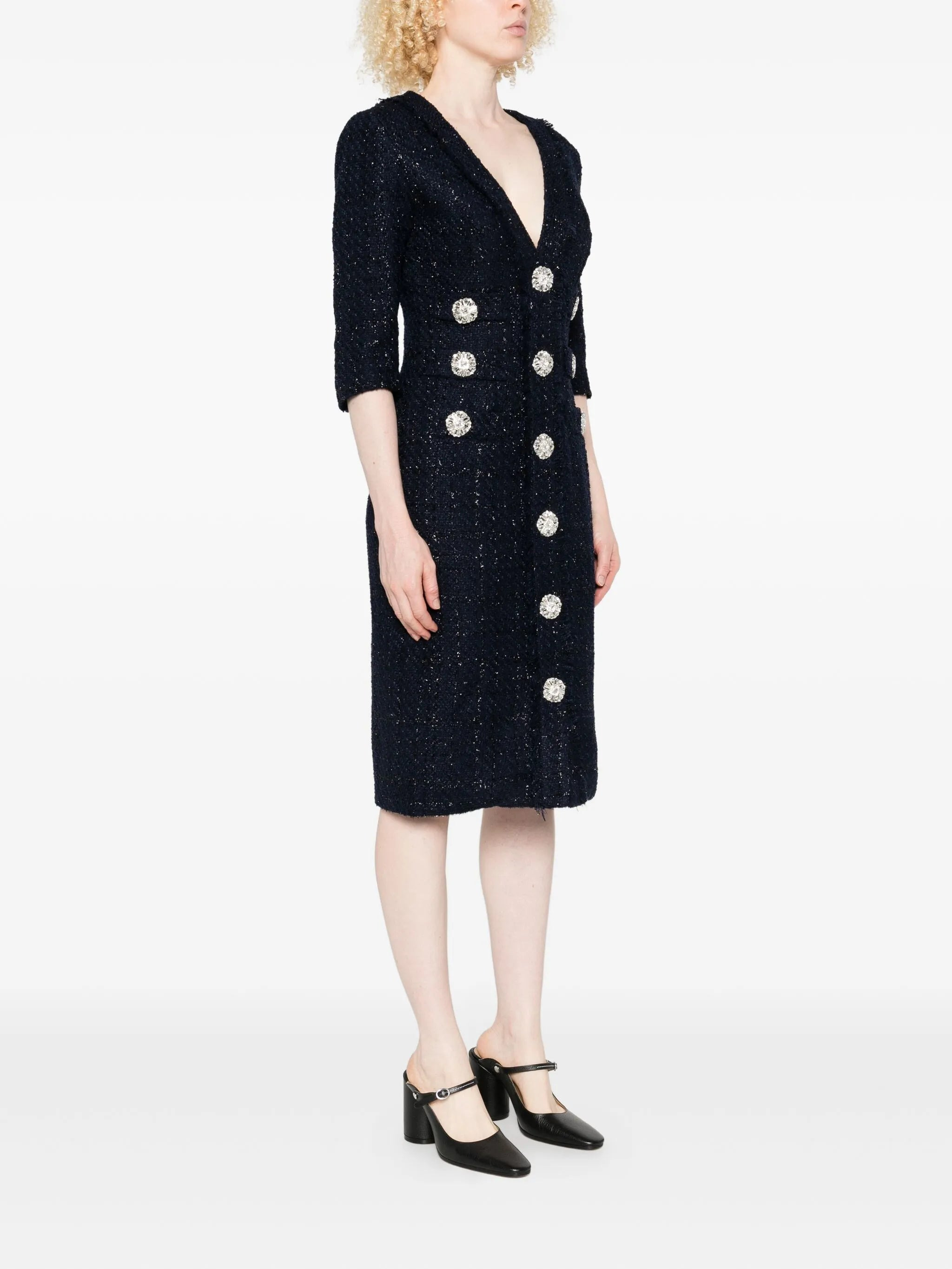 Costarellos Embellished Buttoned Dress - 4