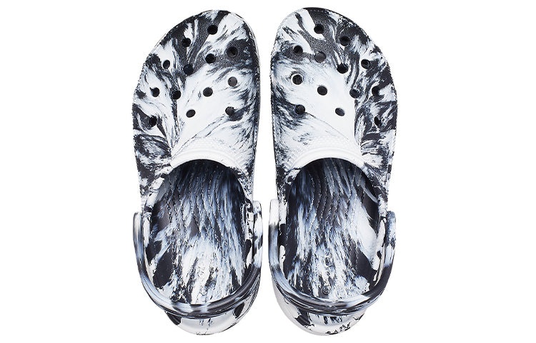 (WMNS) Crocs Classic Platform Marbled Clog 'Black White' 207176-066 - 5