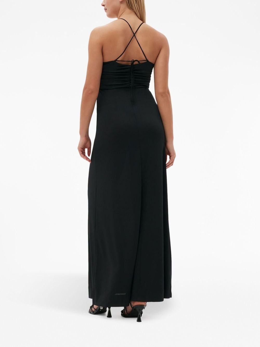 crossover-strap gathered maxi dress - 3