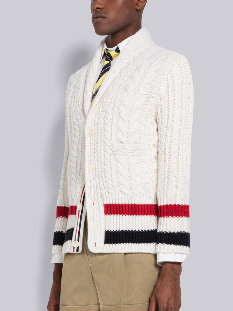 Thom Browne Cashmere Cable Shawl Collar Cardigan outlook
