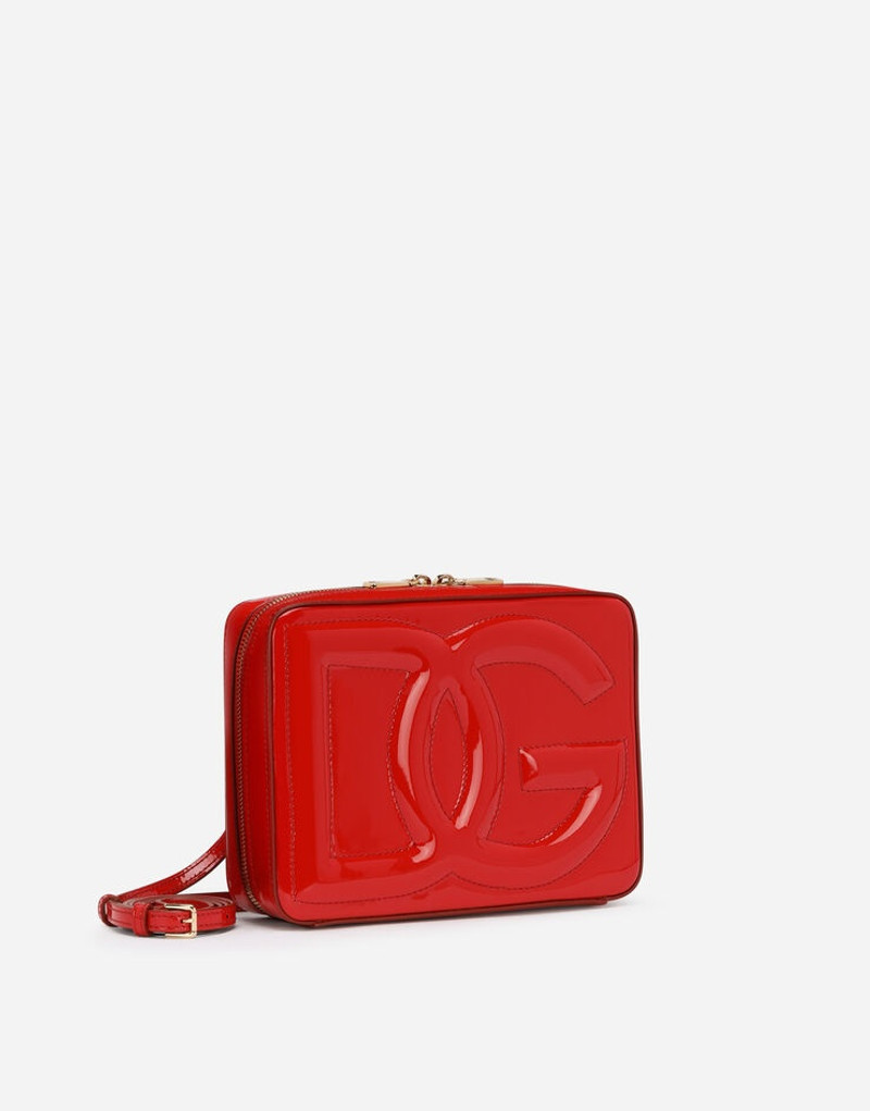Medium patent leather camera bag with logo 3