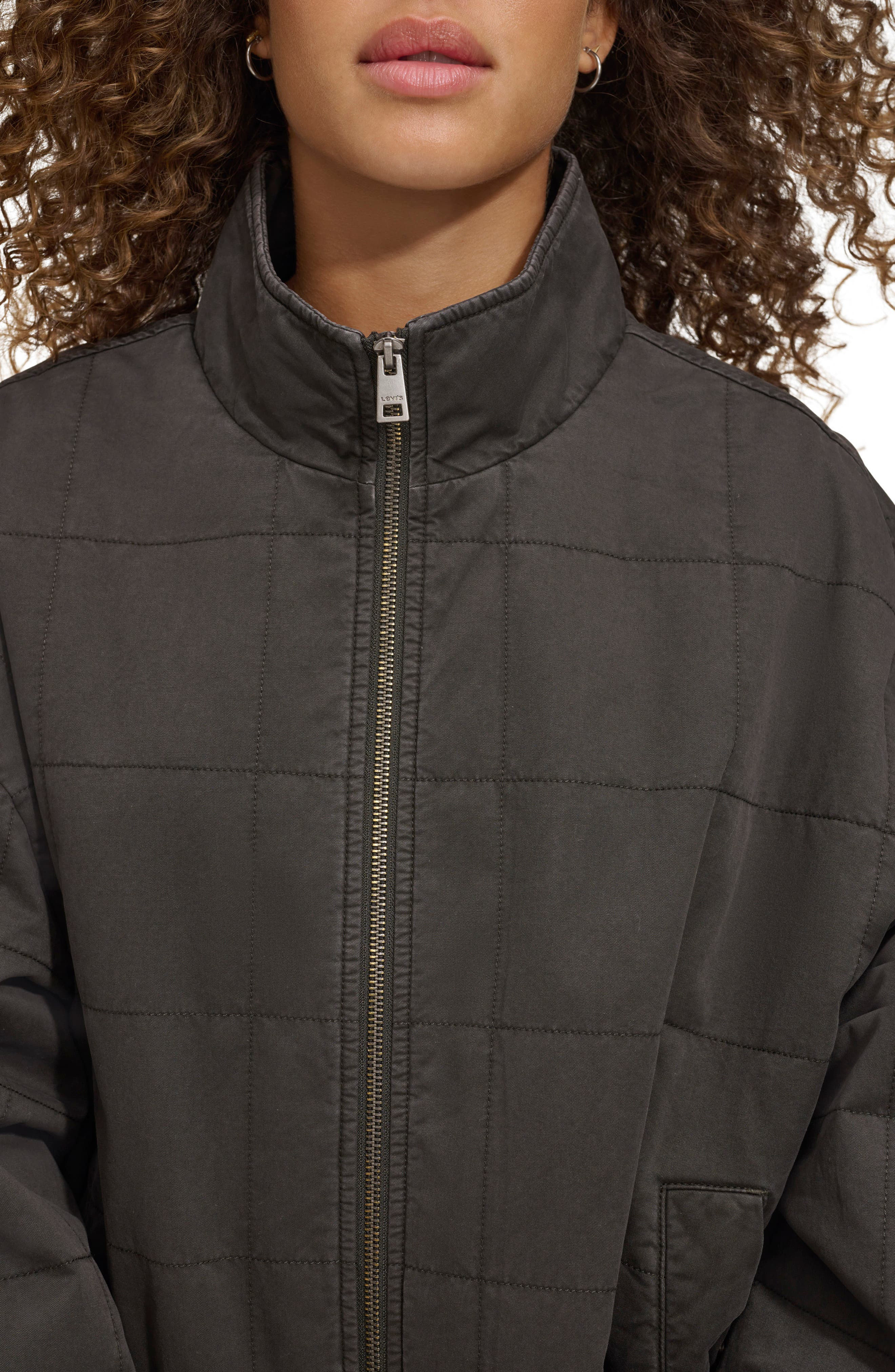 levi's Box Quilted Water Resistant Cotton Jacket in Charcoal at Nordstrom - 3