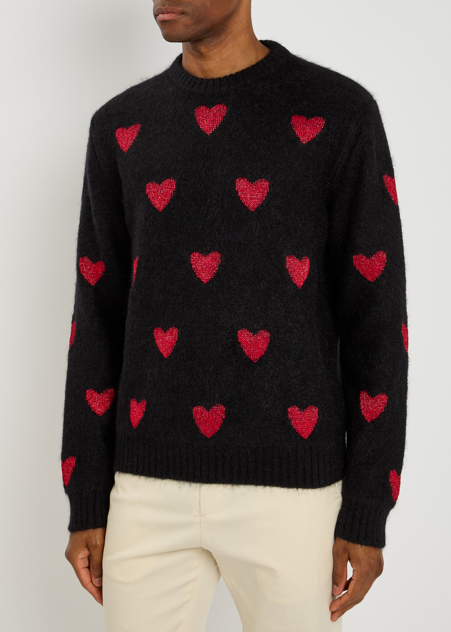 Valentino Garavani Heart-intarsia Metallic Brushed Knit Jumper - 2