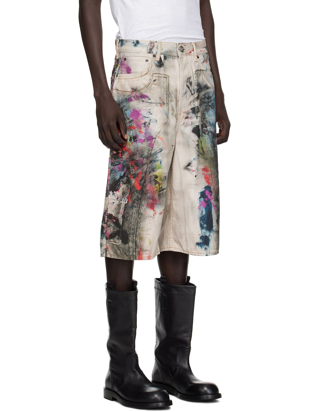 Gray Trompe L'oeil Shorts - 2