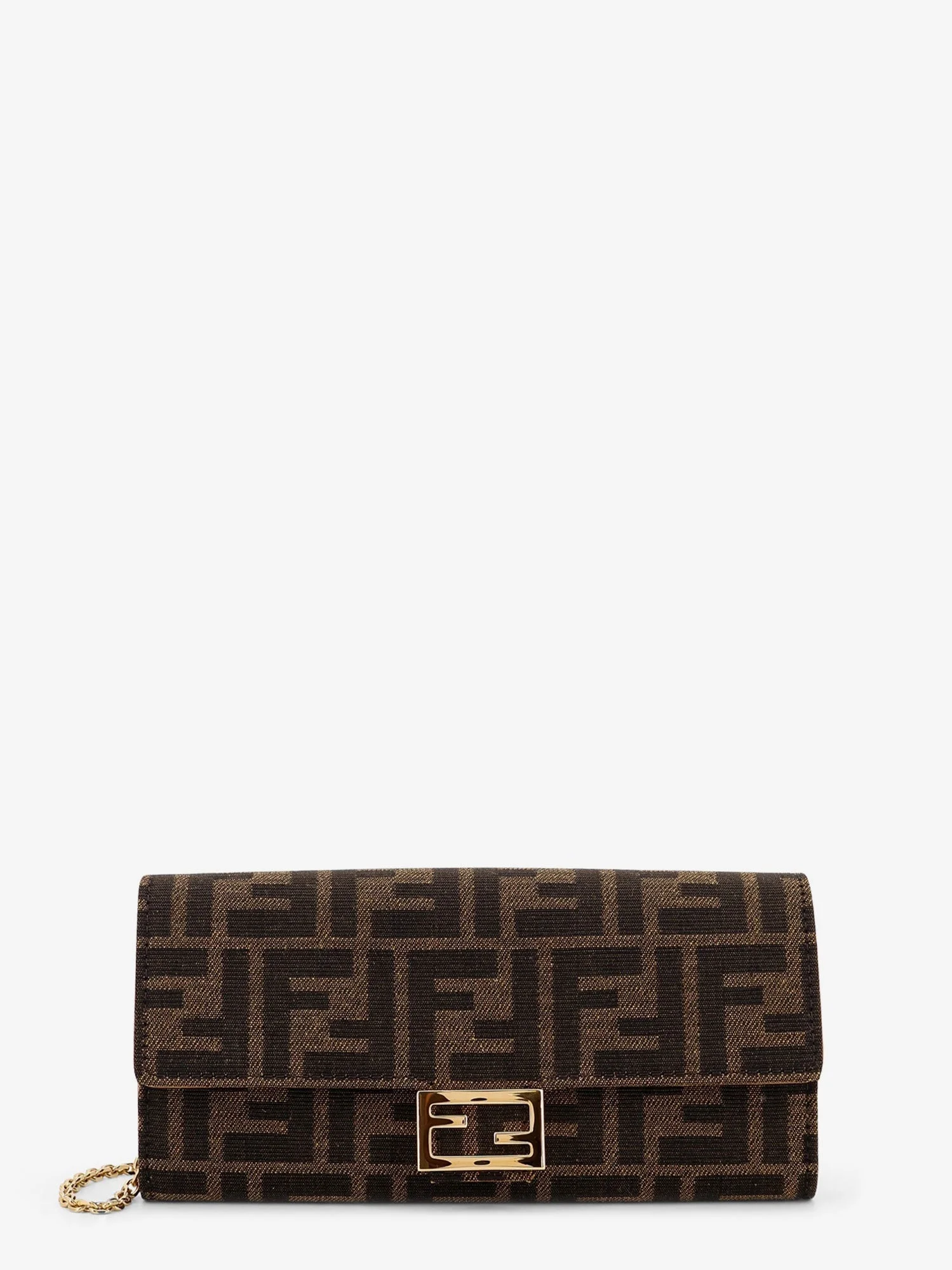 Fendi Continental With Chain Baguette Ff Jacquard Fabric Crossbody Bag - 1