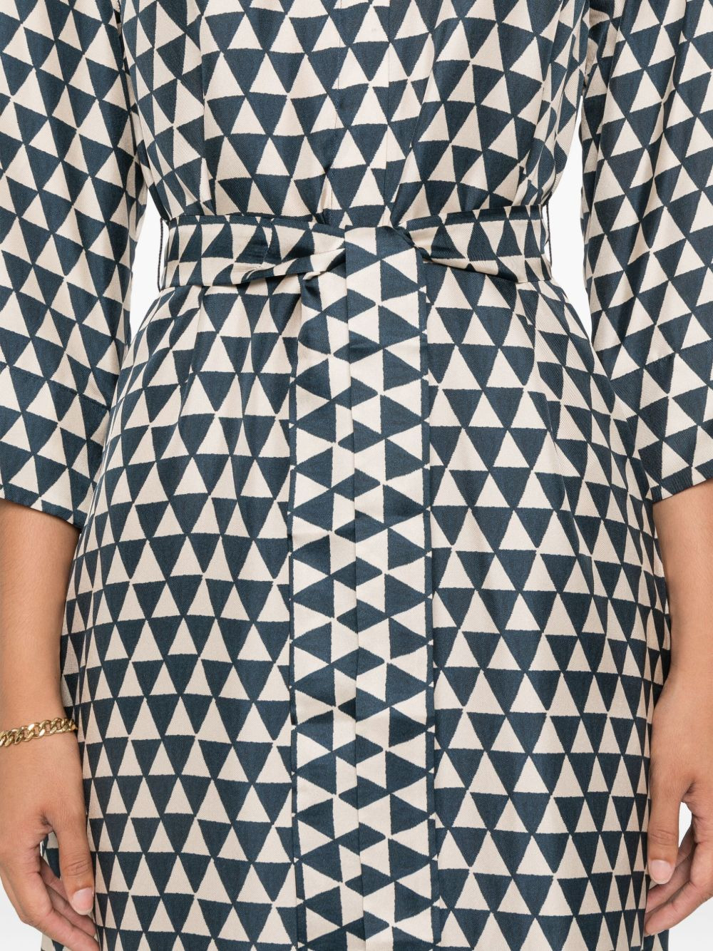 triangle-print belted dress - 5