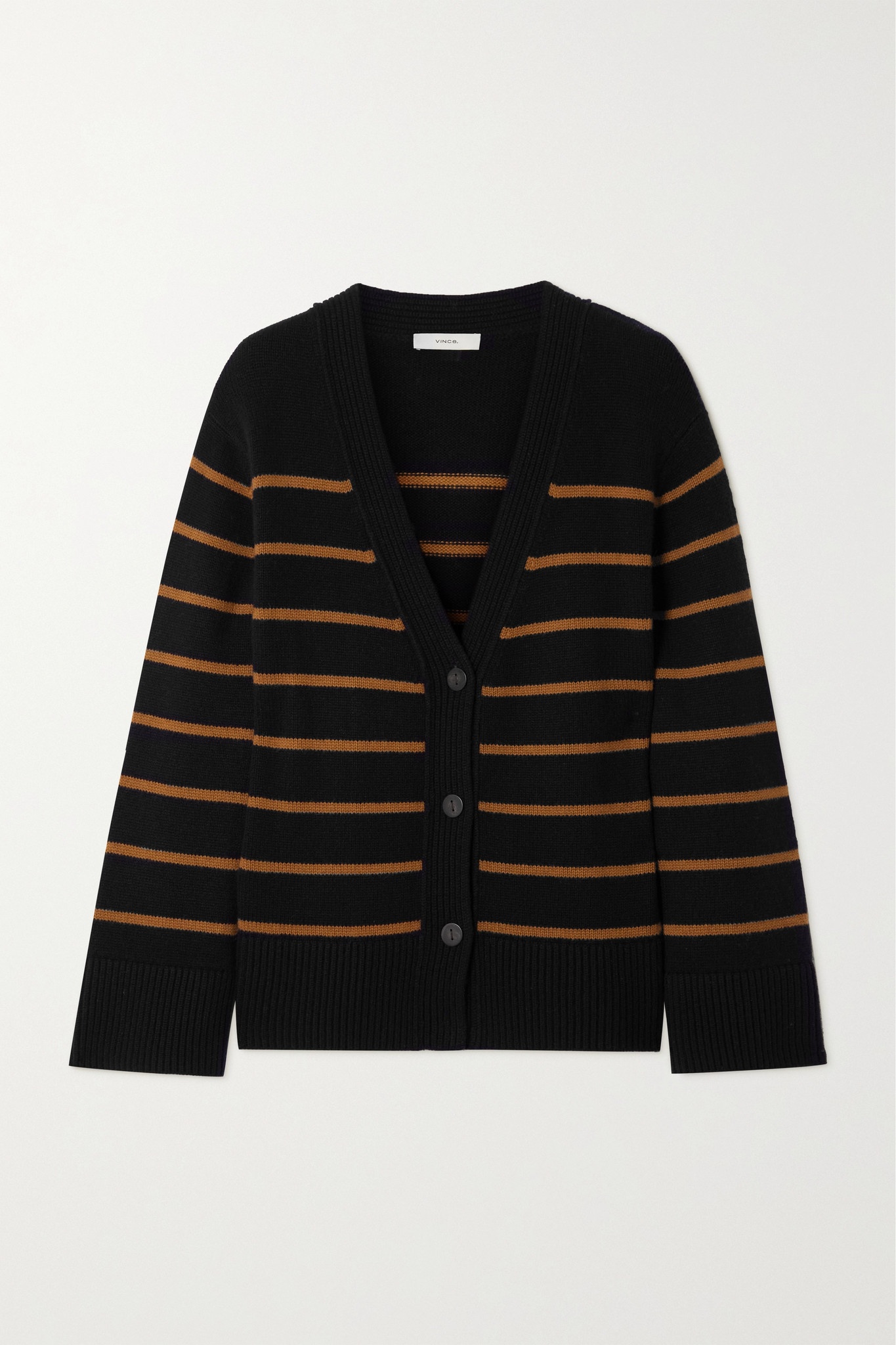 Striped wool and cashmere-blend cardigan - 1