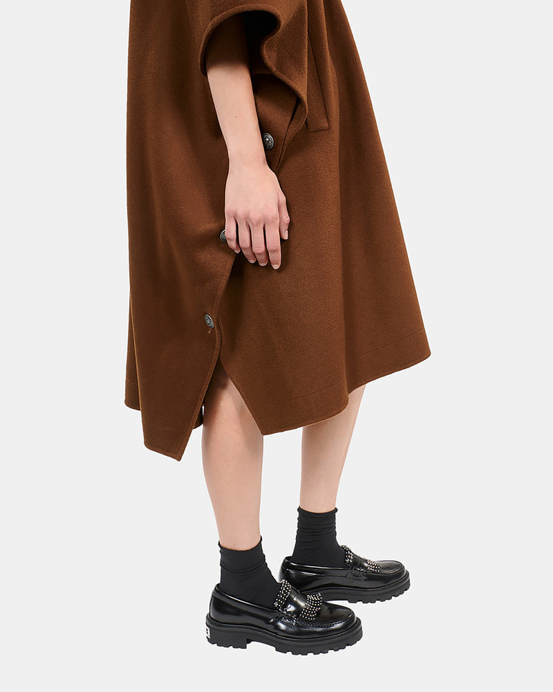 BROWN WOOL BLEND LONG HOODED CAPE 6