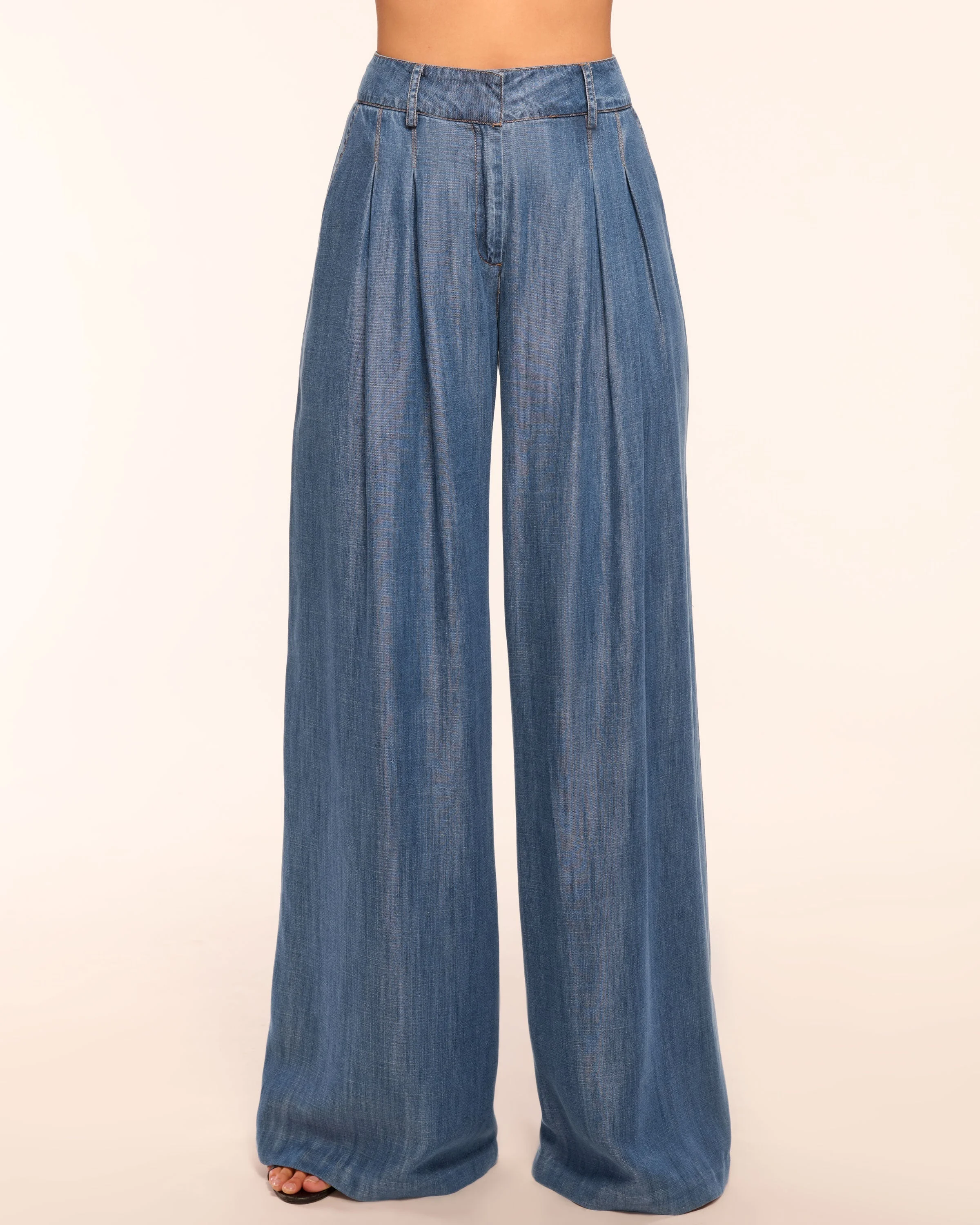 Oscar Chambray Pleated Pant - 1