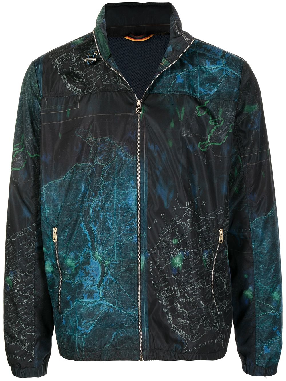 map-print hooded jacket - 1