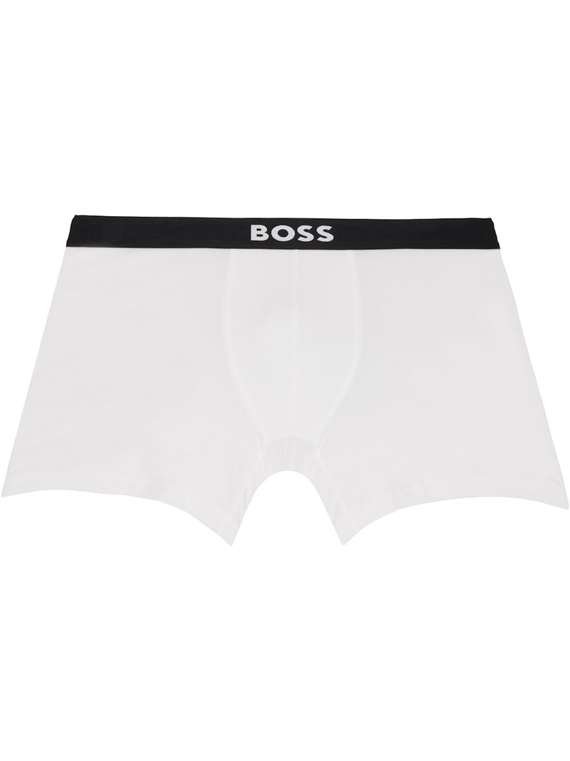 BOSS Three-Pack White & Black Logo-Waistband Boxer Briefs outlook