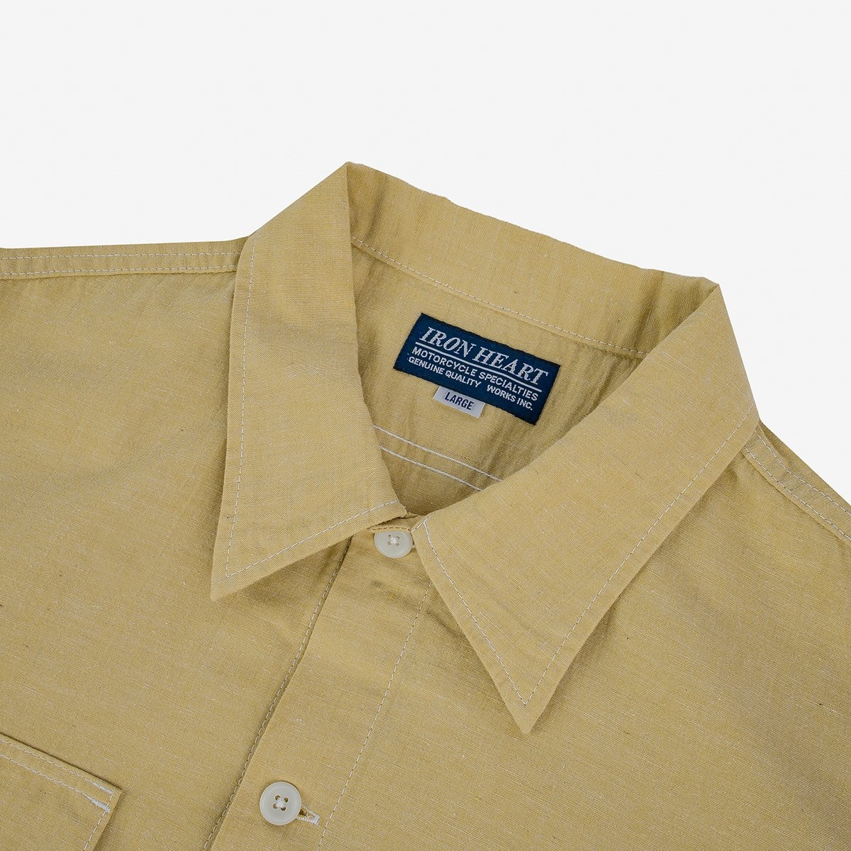 IHSH-388-YEL 4oz Selvedge Short Sleeved Summer Shirt - Yellow - 6