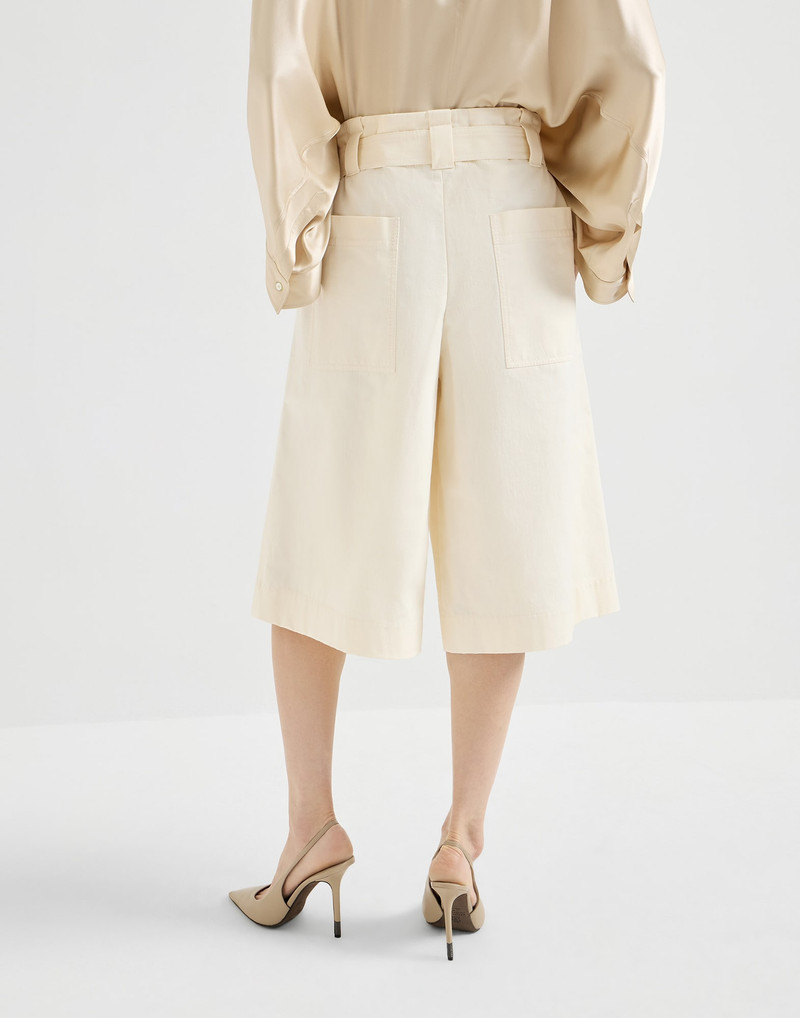 Cotton gabardine paperbag-waist Bermuda shorts 3