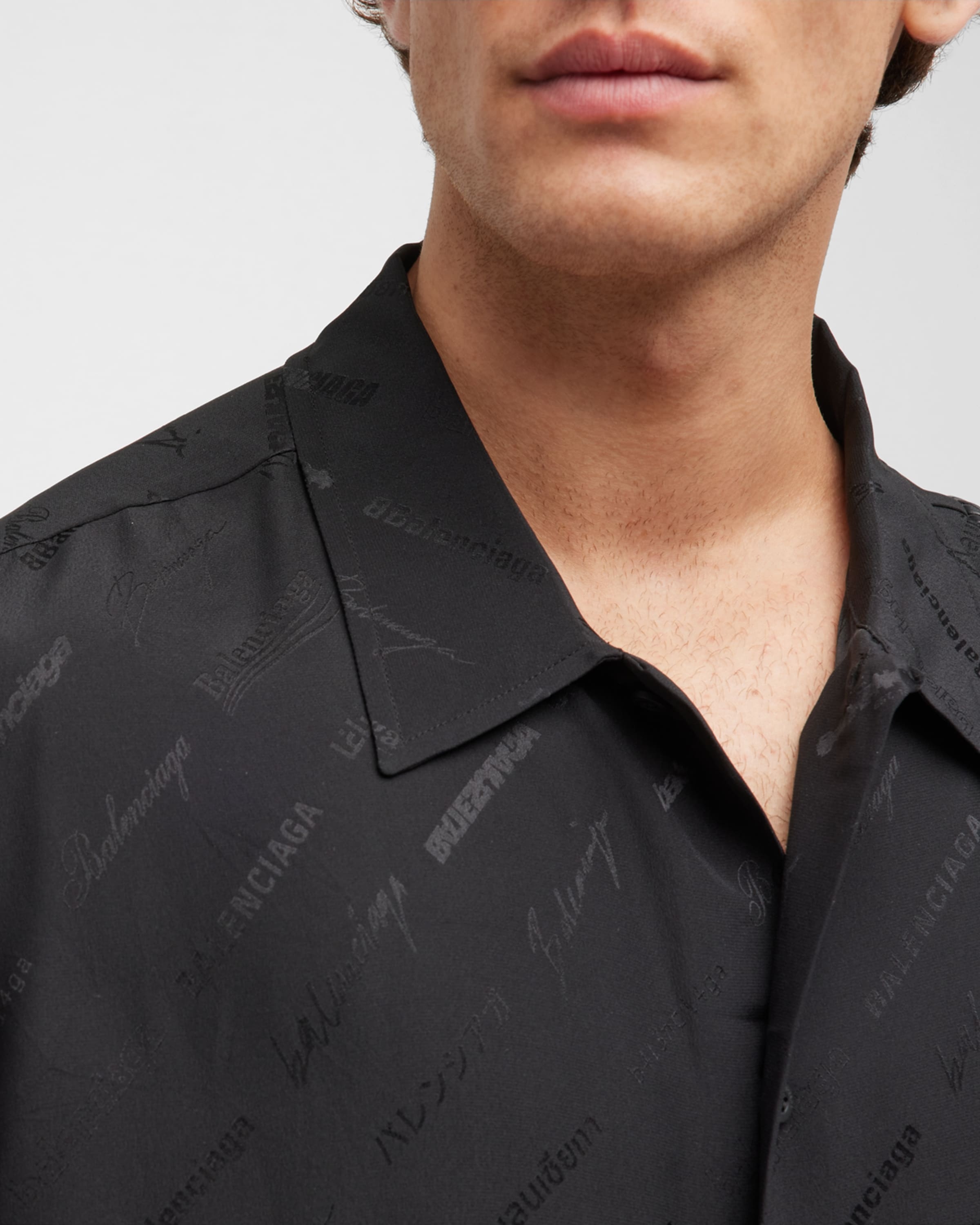 Men's Logomania All Over Minimal Short Sleeve Shirt Large Fit - 6