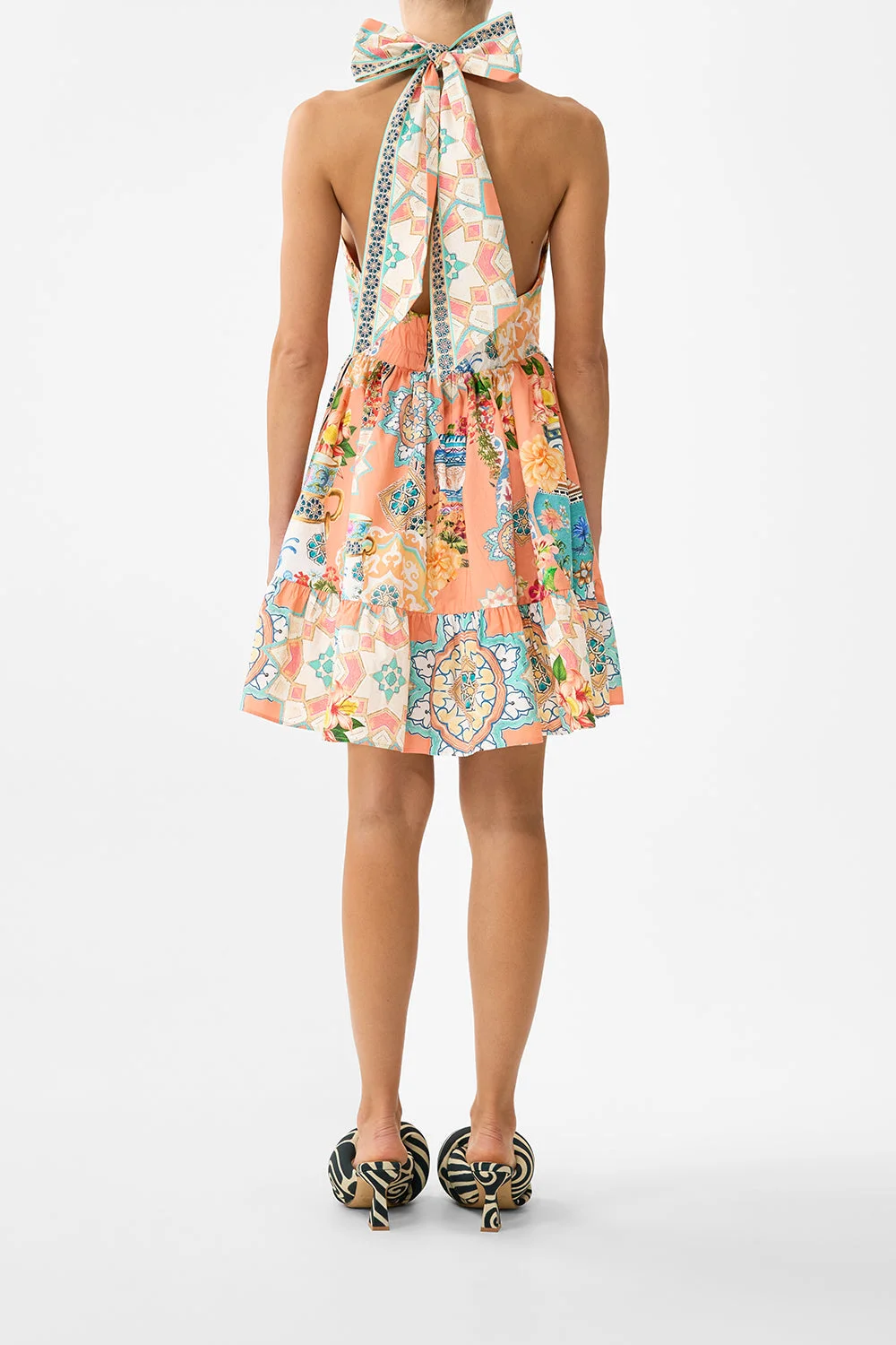 CAMILLA RUFFLE HEM HALTER SHORT DRESS - 00039850-MEETMALL | REVERSIBLE CAMILLA RUFFLE HEM HALTER SHORT DRESS - 00039850-MEETMALL | REVERSIBLE