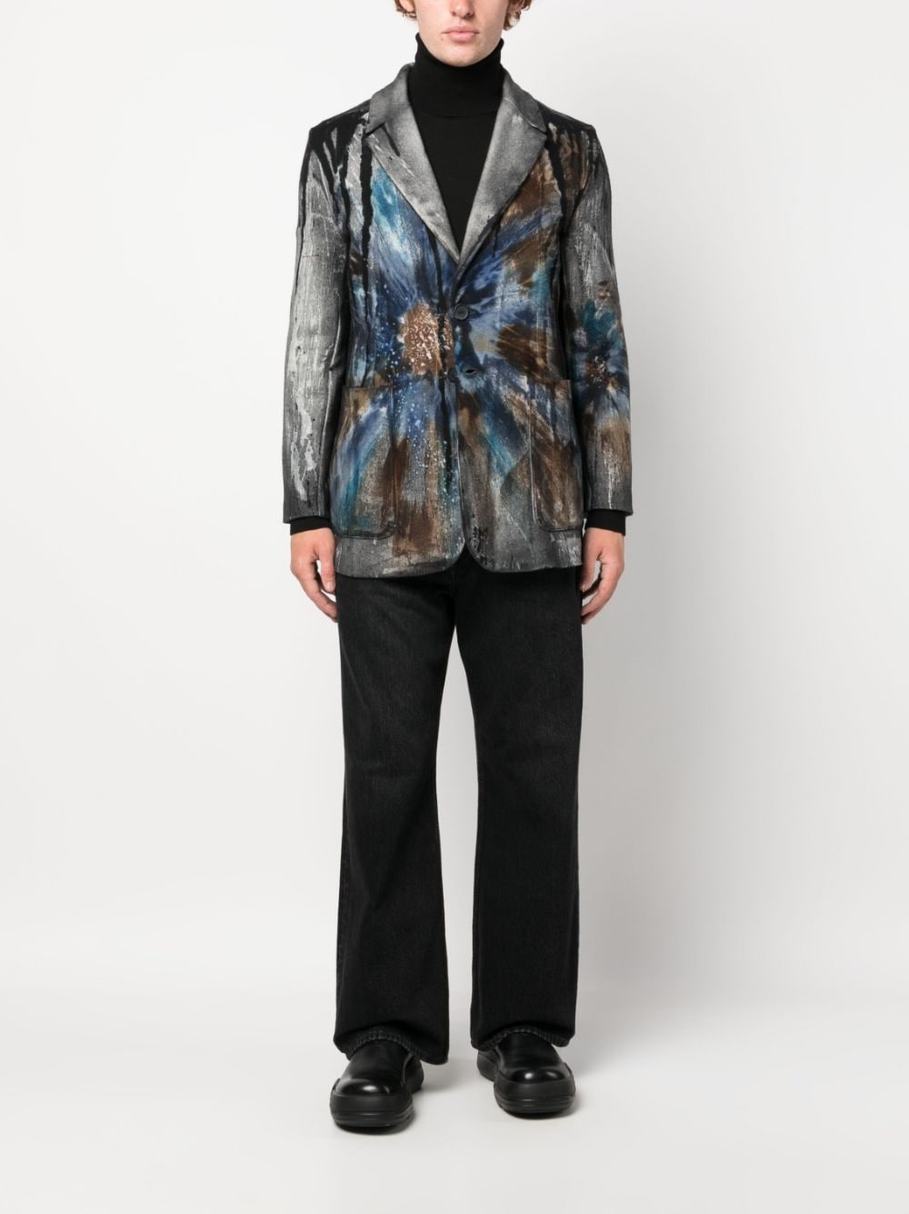 abstract-print single-breasted blazer - 2