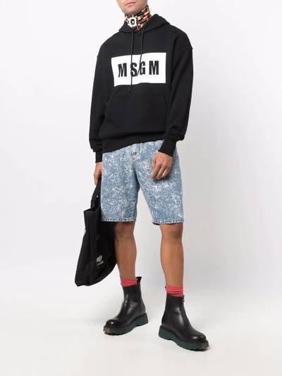 MSGM contrast-logo long-sleeve hoodie outlook