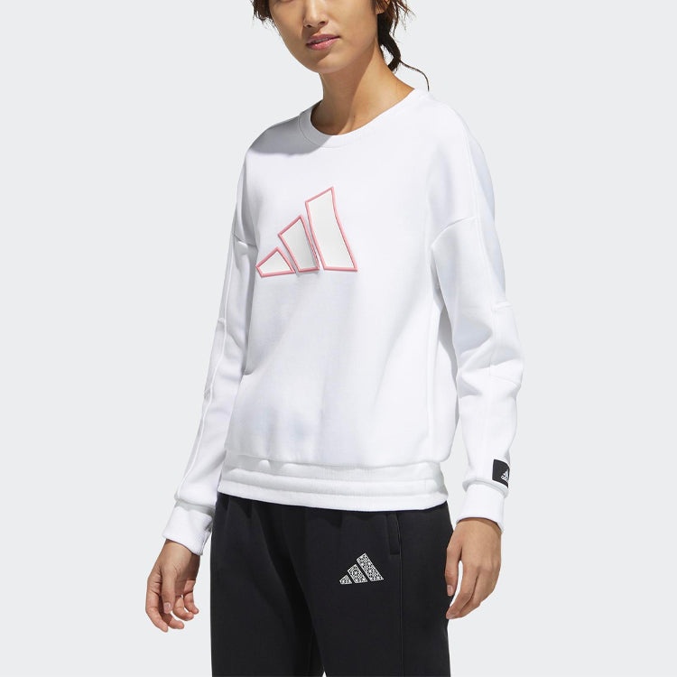 (WMNS) adidas Str Sweat Loose Athleisure Casual Sports Round Neck Pullover Knit White Hoodie GP0719 - 3