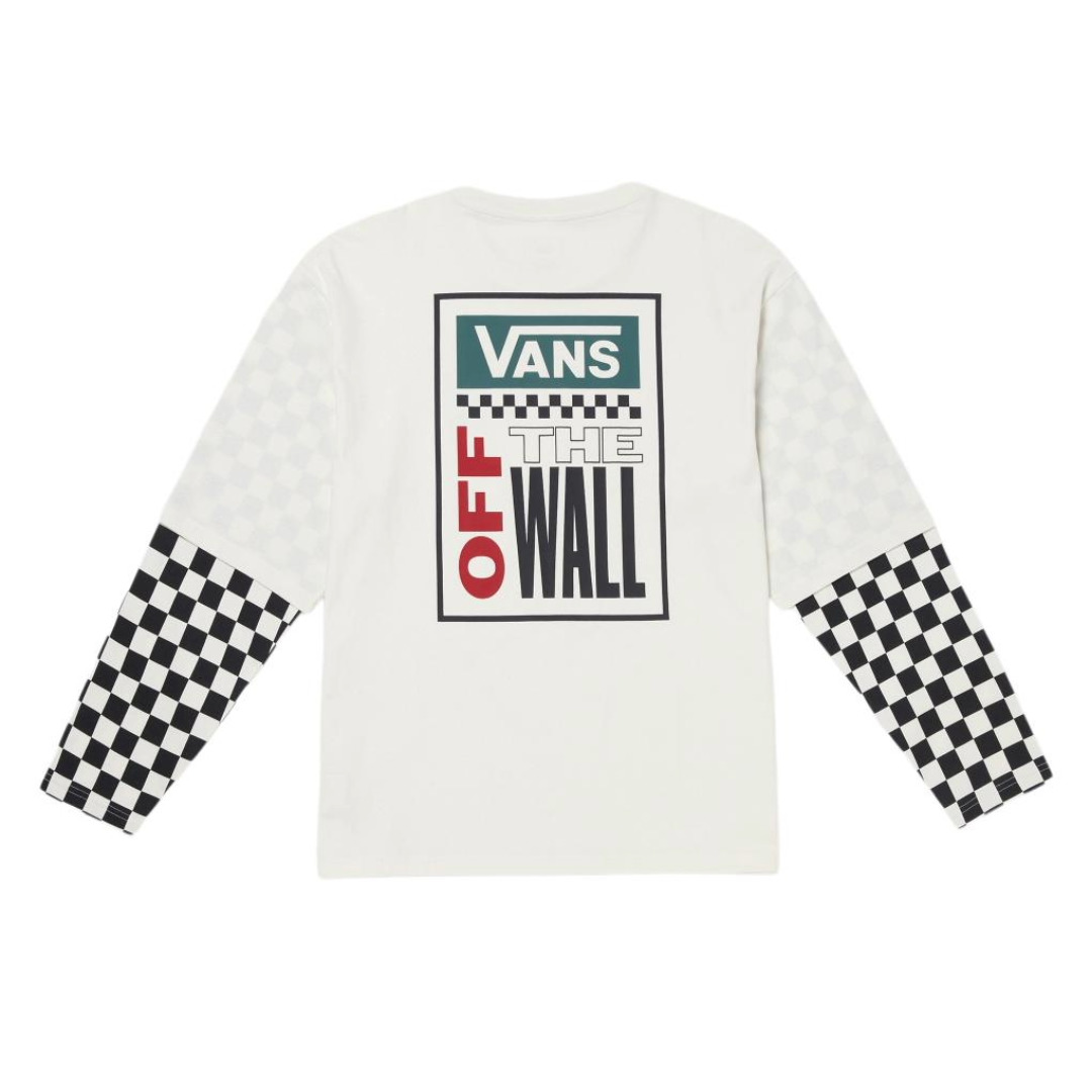 Vans Spaced Out Logo Checker Pearl Long Sleeve T-Shirt 'White Black' VN000GNWFS8 - 2