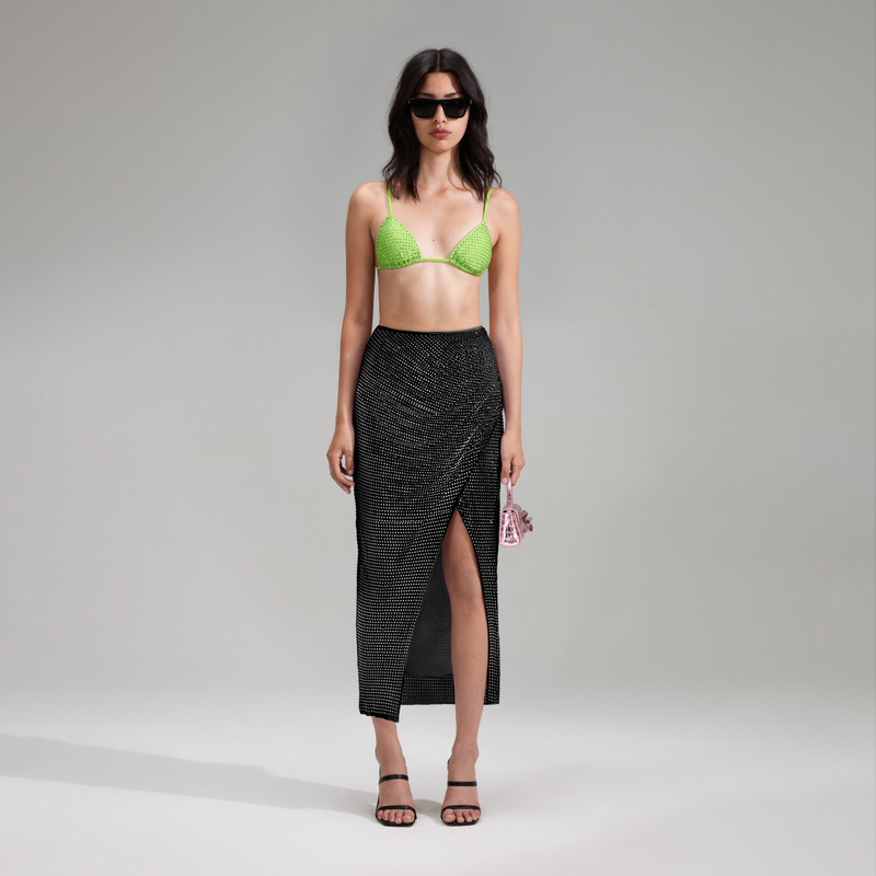 Green Rhinestone Triangle Bikini Top - 1