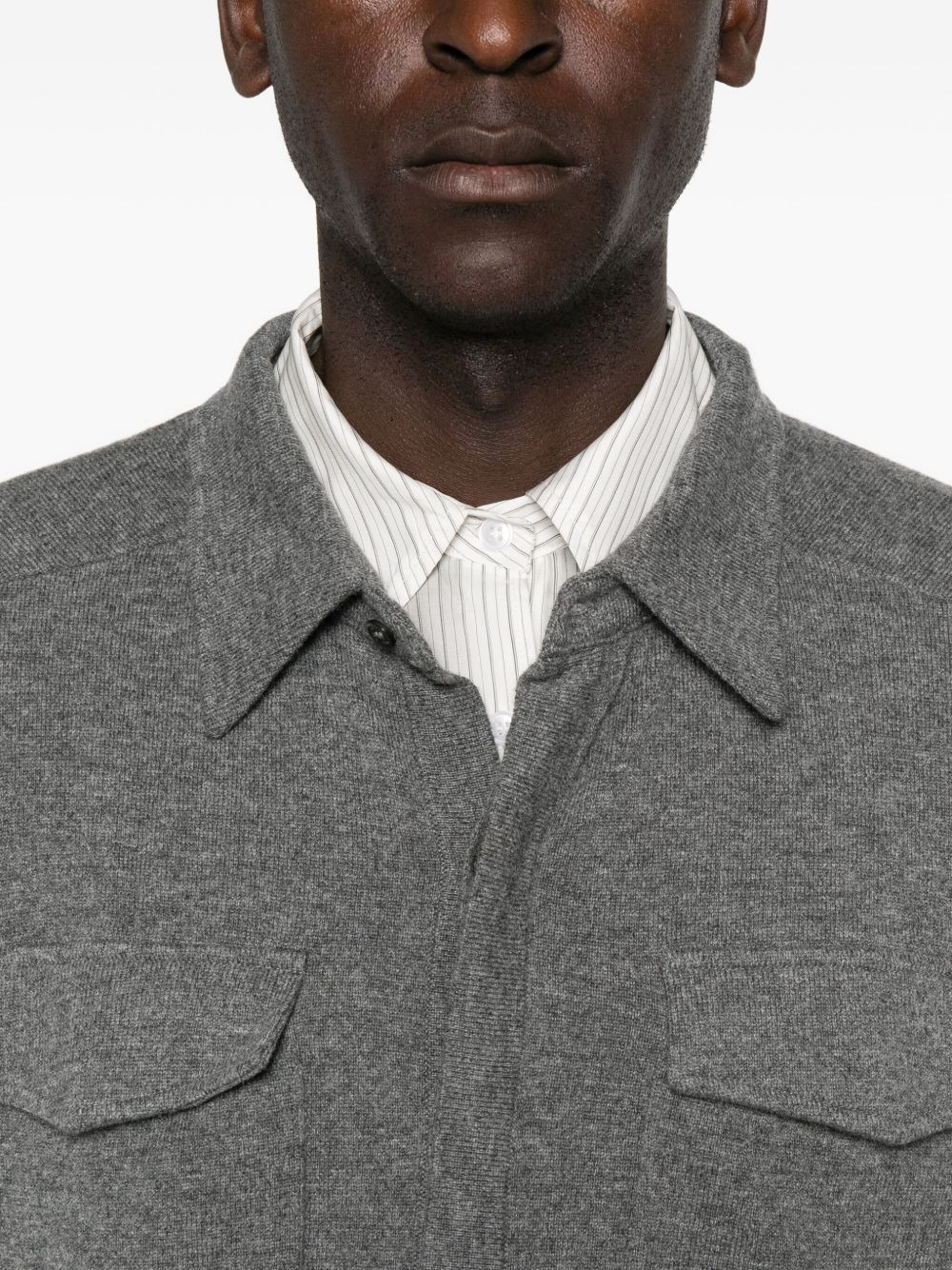 double-pocket cashmere shirt jacket - 5