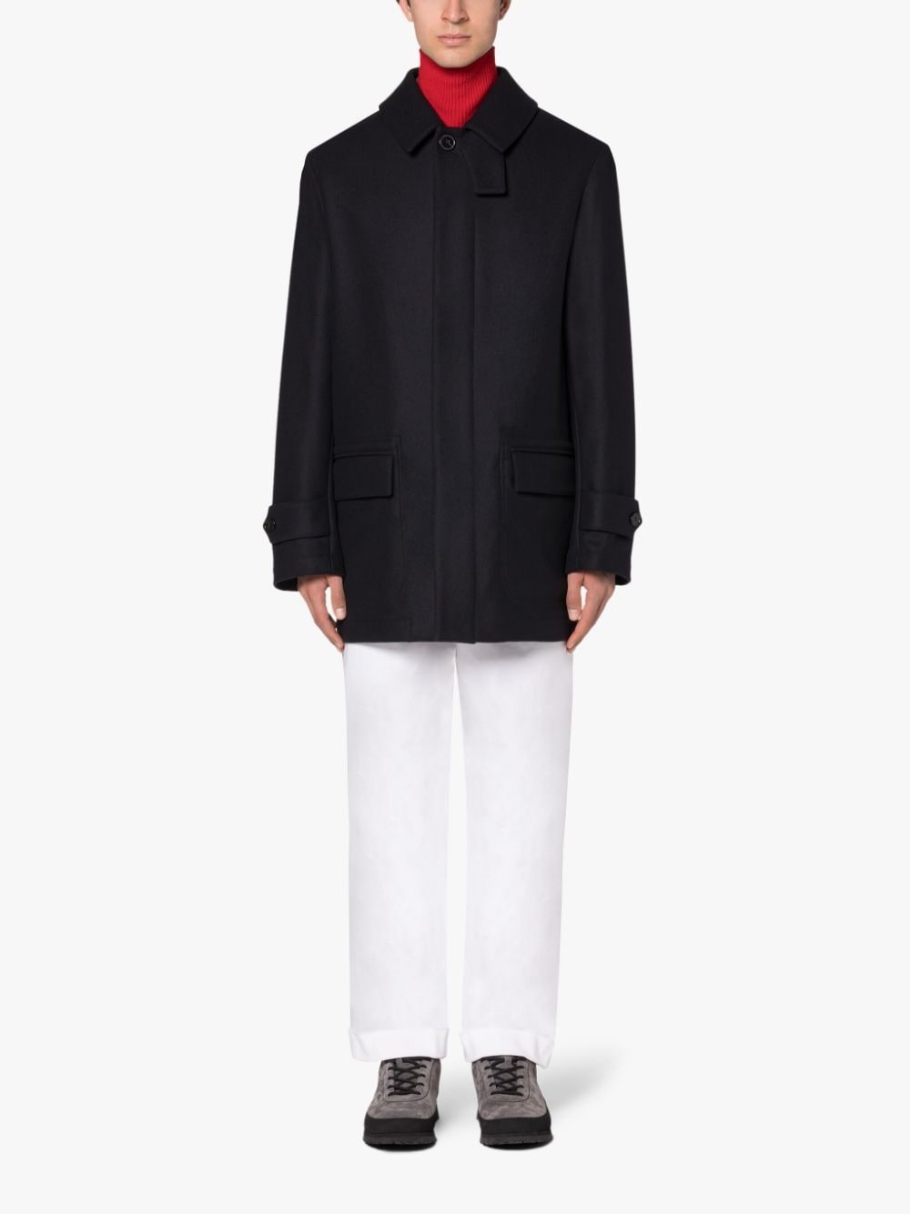 TRAVEL NAVY WOOL COAT - 2