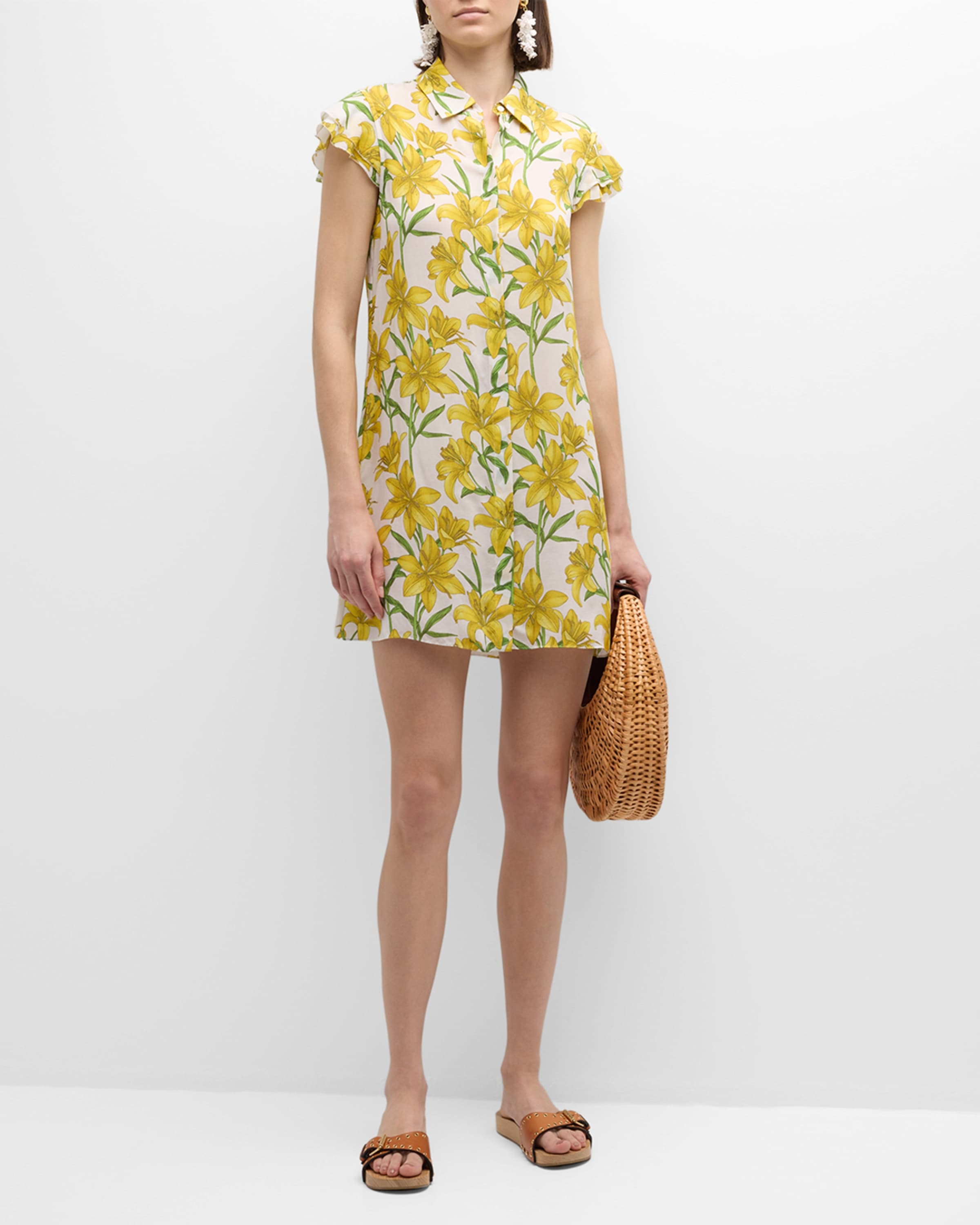 Floral Jem Ruffle-Sleeve Mini Shirtdress - 2