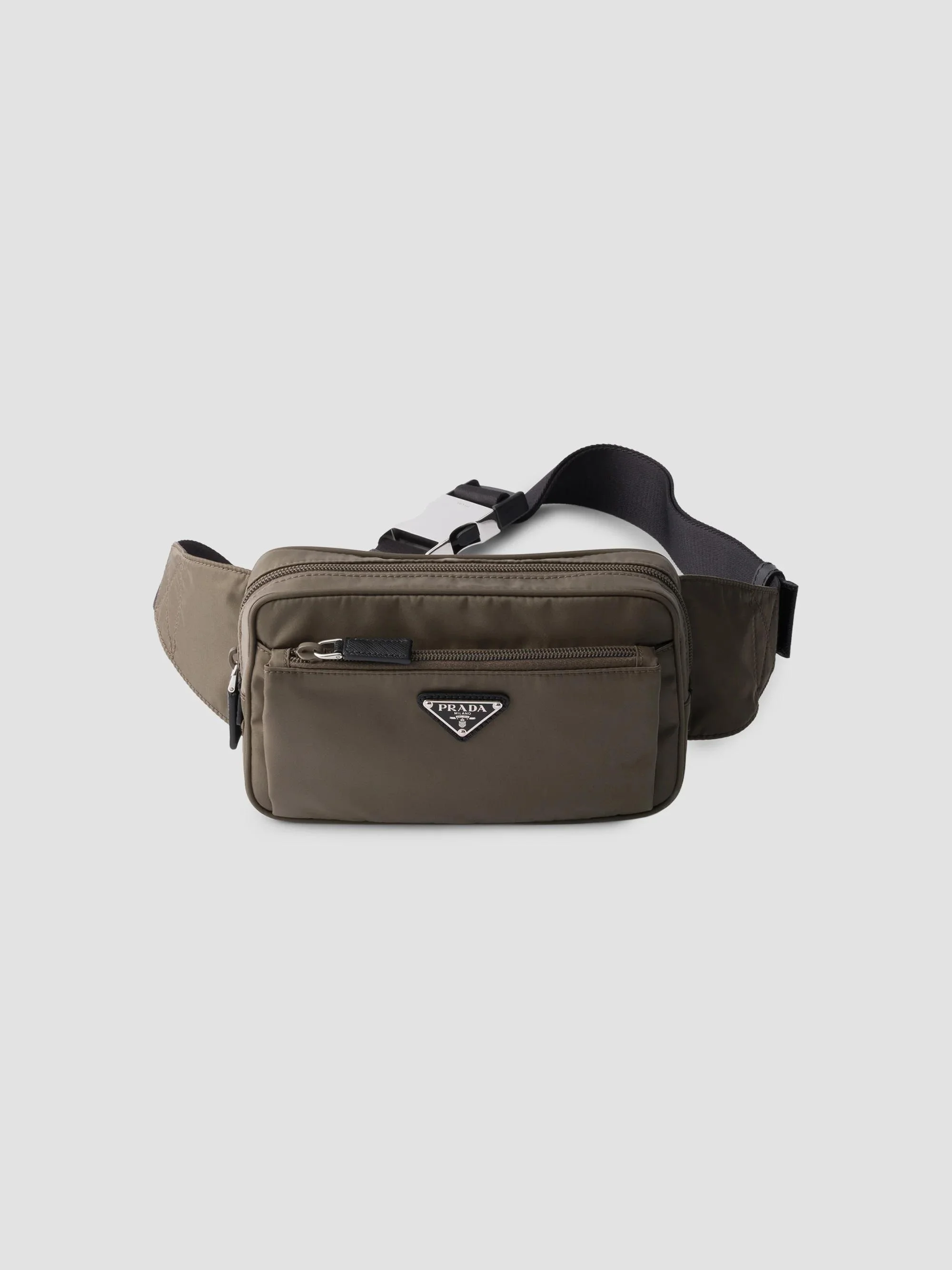 Men's Re-Nylon and Saffiano Leather Belt Bag - Grey - 1