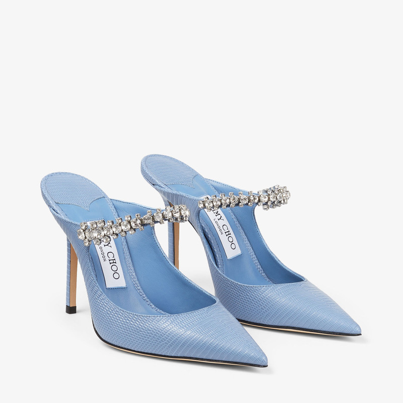 Bing 100 Denim Lizard Print Mules 3