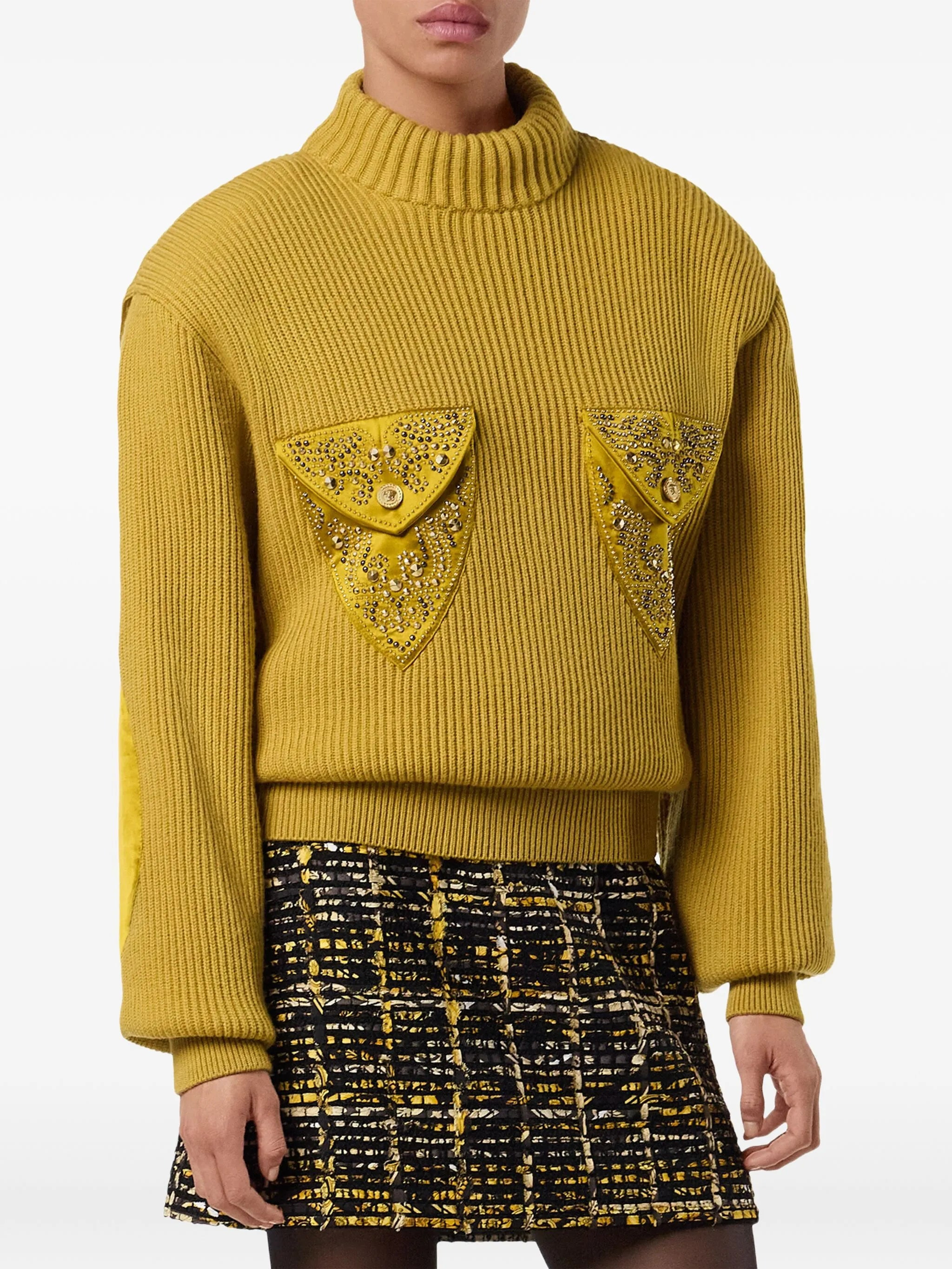 embellished-pocket ribbed sweater - 3