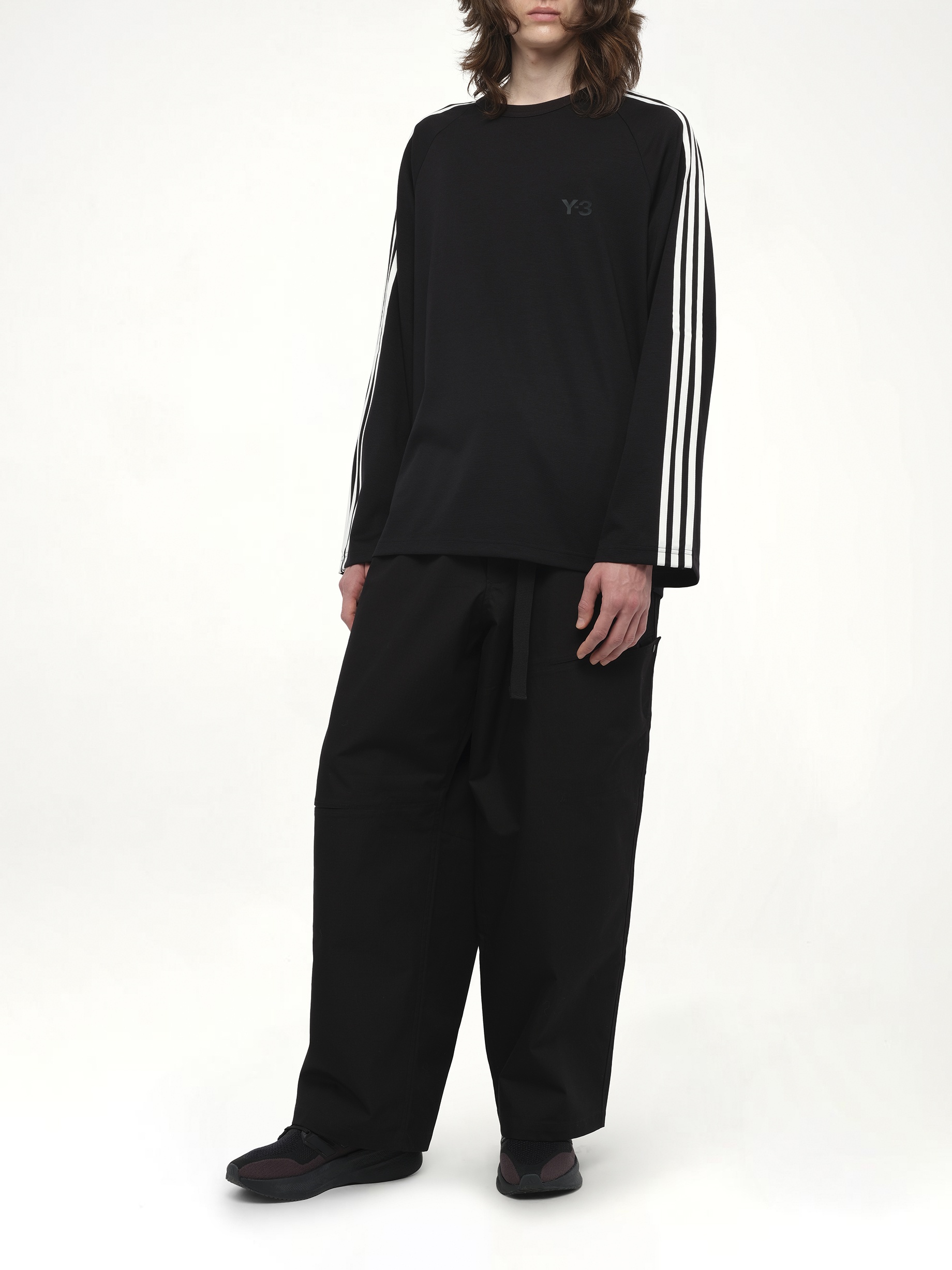 Wire Stripe Long Sleeve T-Shirt in Black - 4