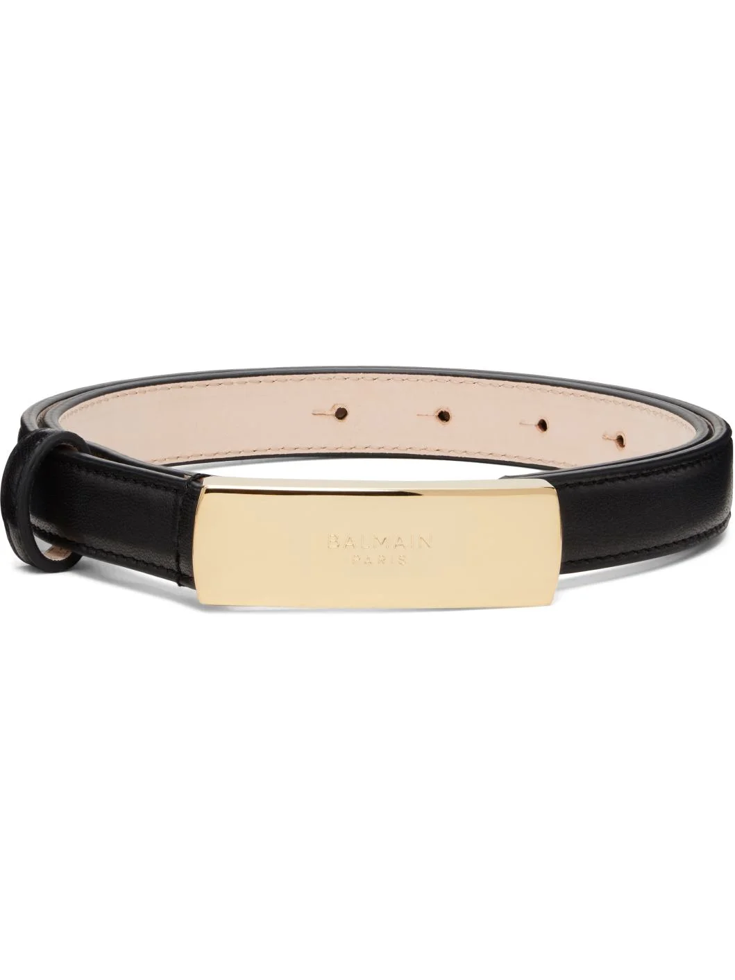 Black 'Balmain' Smooth Leather Belt - 1