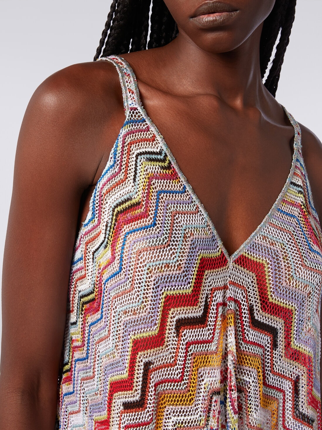 Long cover up in zigzag crochet with lurex - 5
