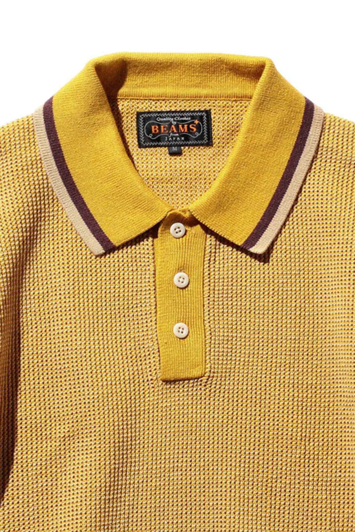 Slab Knit Polo Cotton Linen - Mustard - 3