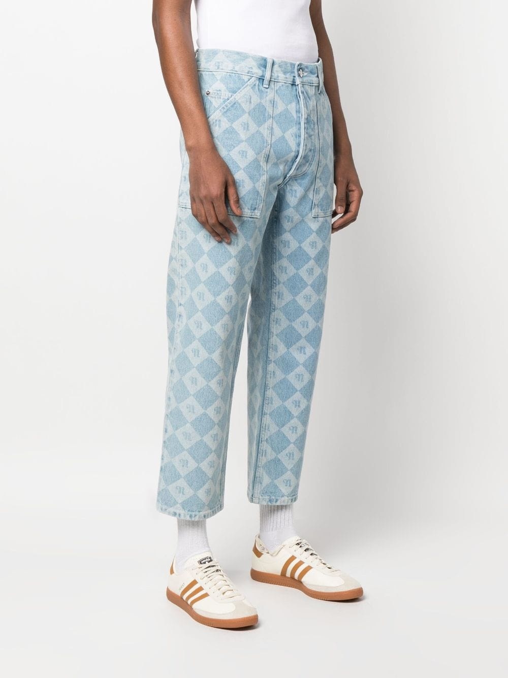 check logo-print cropped jeans - 3