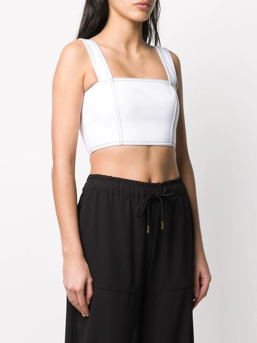 contrast stitch crop top - 3