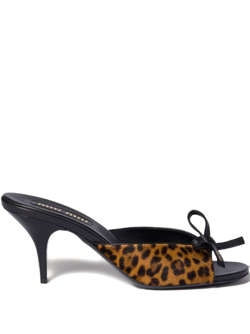 Miu Miu logo bow leather sandals outlook