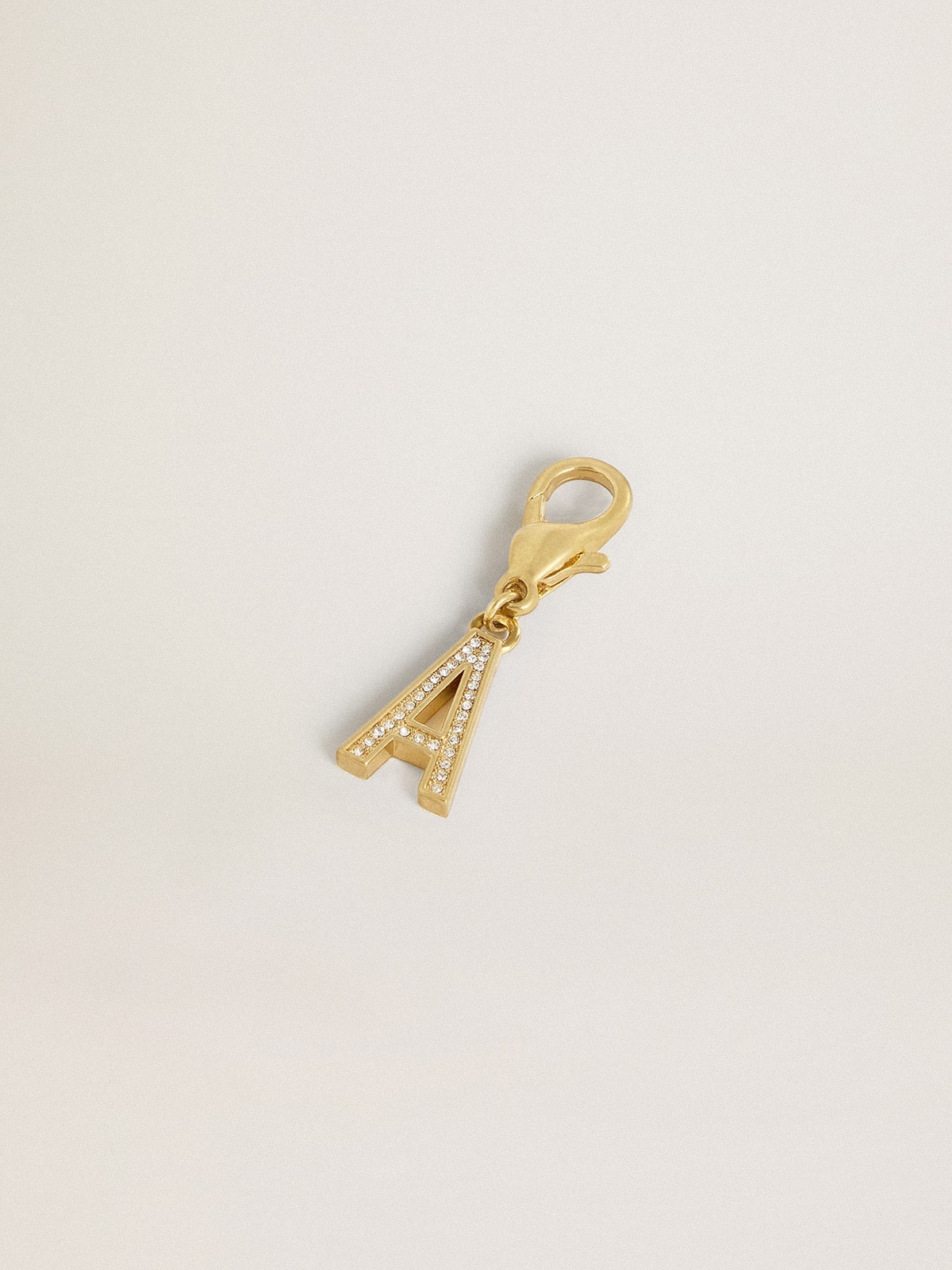 Letter A charm in gold-colored brass with crystals - 2