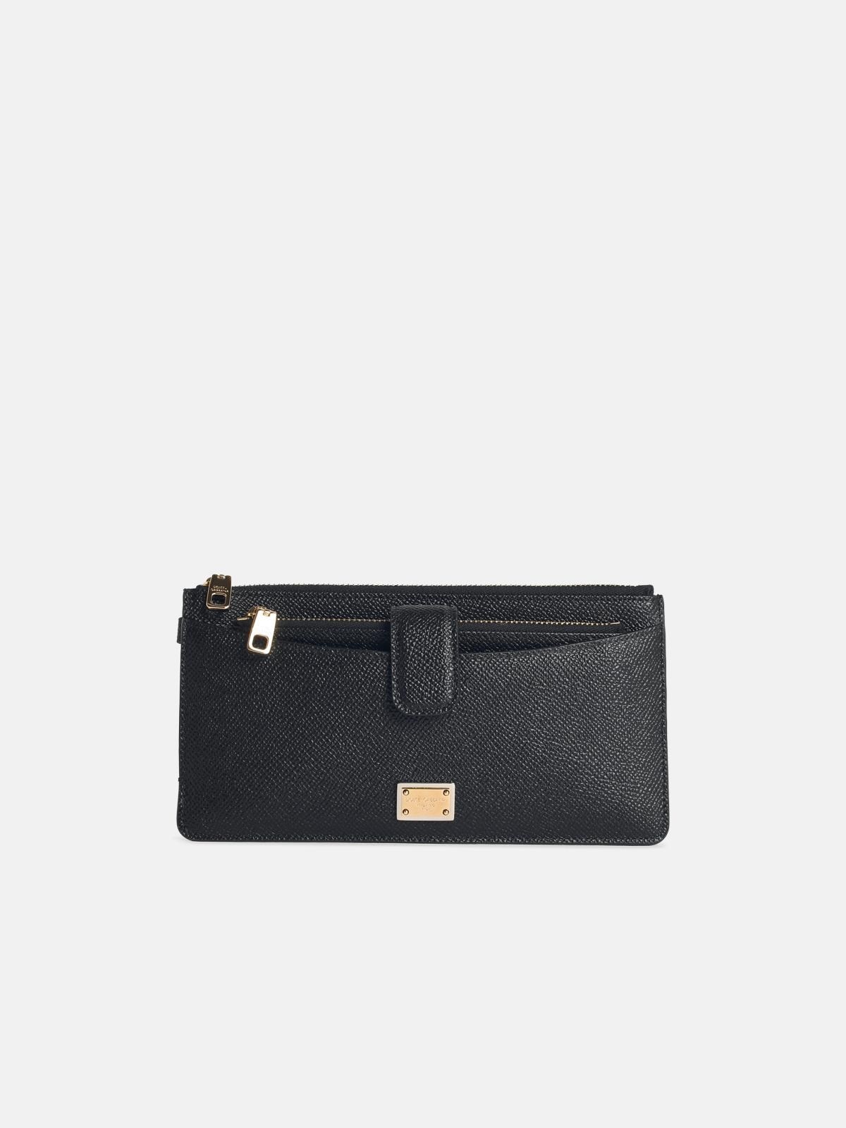 BLACK LEATHER CARDHOLDER - 1