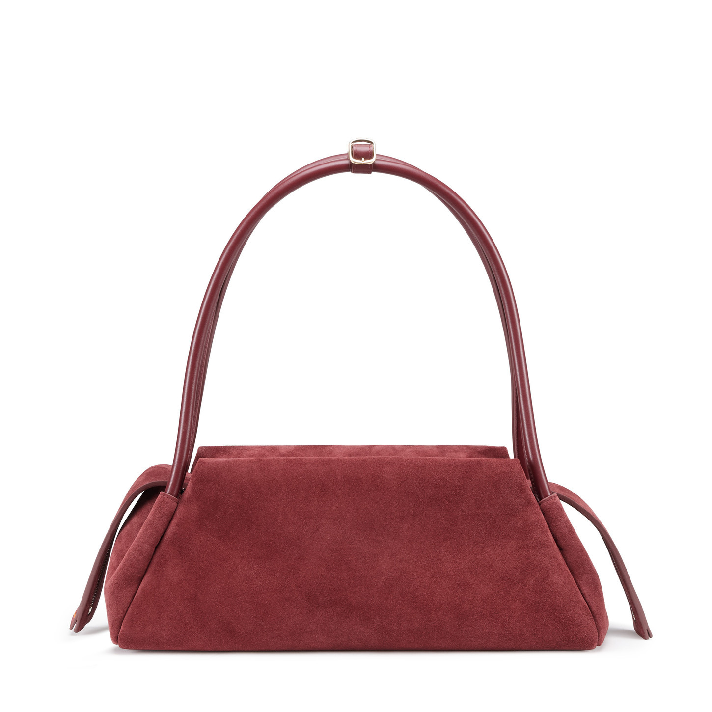 Burgundy suede shoulder bag - 4