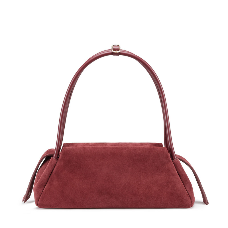 Burgundy suede shoulder bag 4