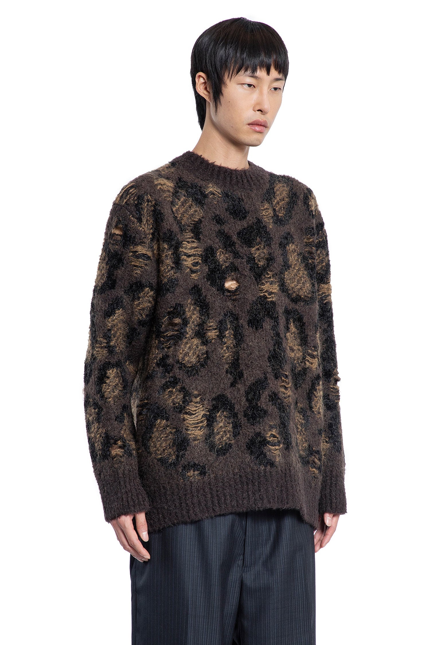 Junya Watanabe MAN Destroyed-Leopard-Jacquard-Sweater