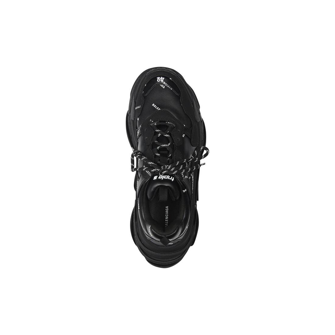 Men's Triple S Sneaker Allover Logo in Black - 4