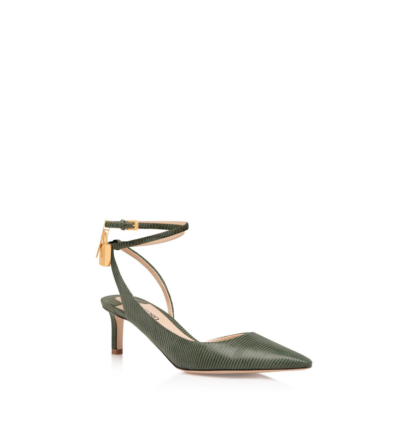 TOM FORD LIZARD-EFFECT SUEDE LEATHER PADLOCK SLINGBACK outlook