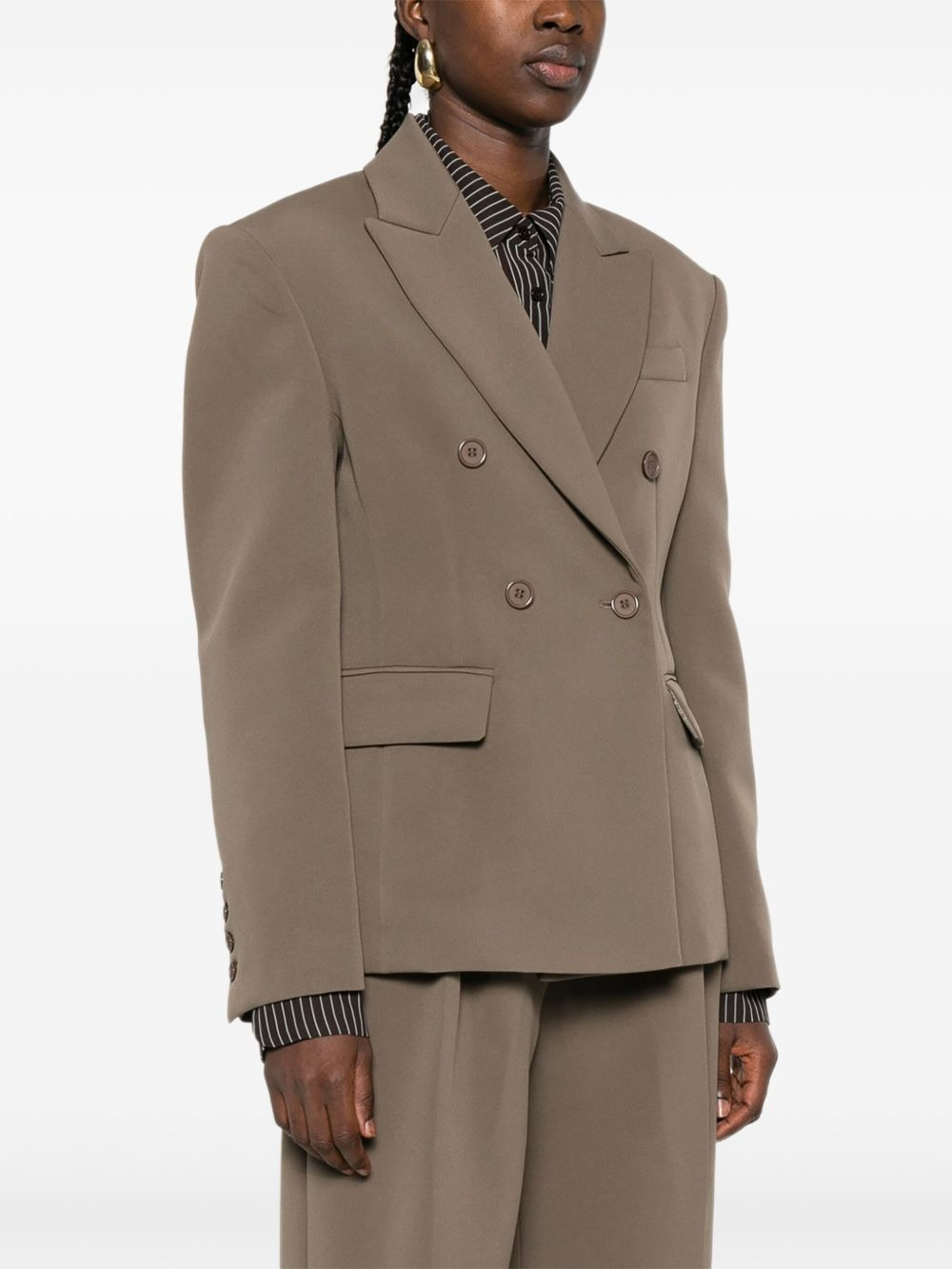 peak-lapel double-breasted blazer - 3