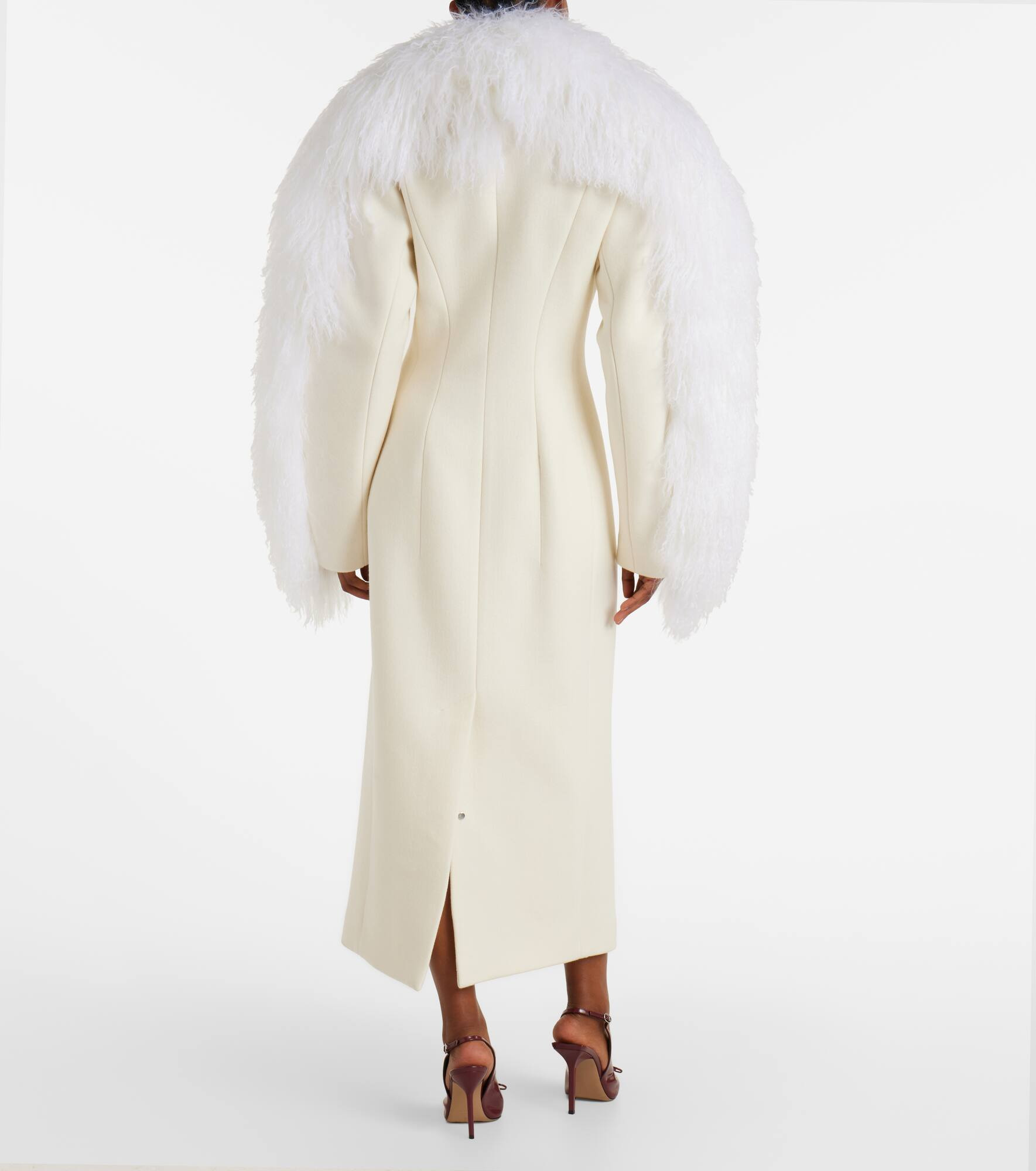 Boa shearling-trimmed virgin wool coat - 3