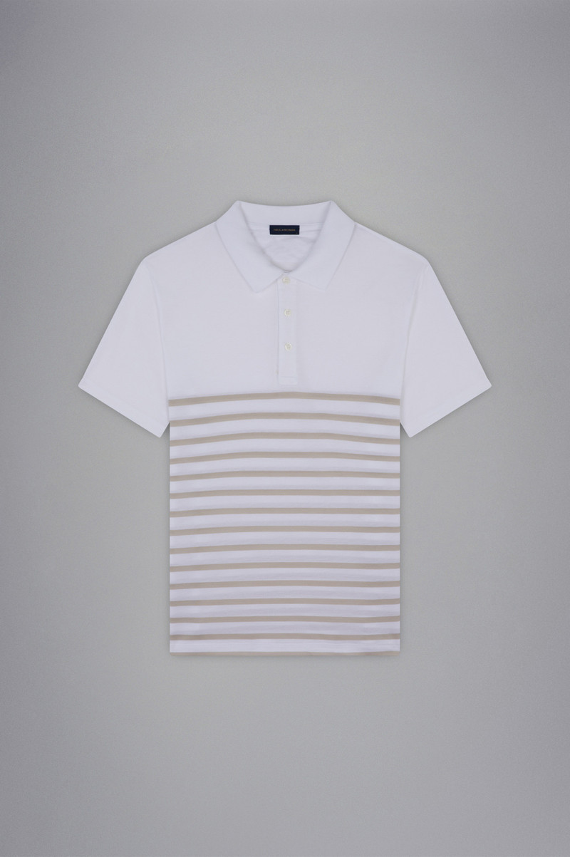 COTTON PIQUÉ POLO SHIRT WITH STRIPED PATTERN - 1