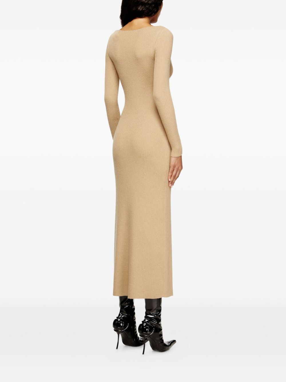 keyhole ribbed midi day dress - 4